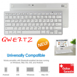 Drahtlose Bluetooth Tastatur QWERTZ Keyboard Schweiz Deutschsprachig Mini Funk Funktastatur Schnurlos iPad iOS Android Tablet Smartphone Handy Natel