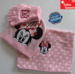 Disney Minnie Maus Minnie Mouse Mütze Cap Beanie Handschuhe Handschuhen Schal Winter Kleidung Set Winterset Kind Mädchen Girl Pink Rosa Fanartikel Accessoire
